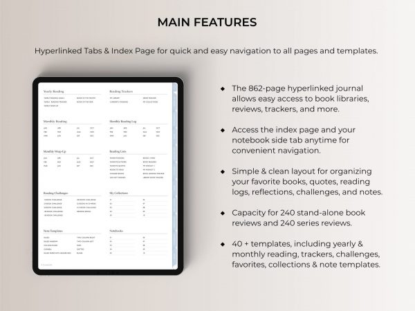 Digital Reading Journal - Main Features
