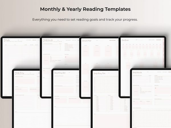 Digital Reading Journal - Monthly and Yearly Reading Templates