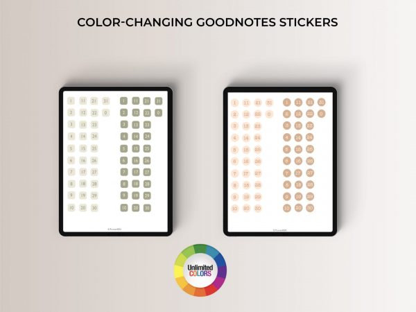 Color-changing Goodnotes Sticker Pack Numbers